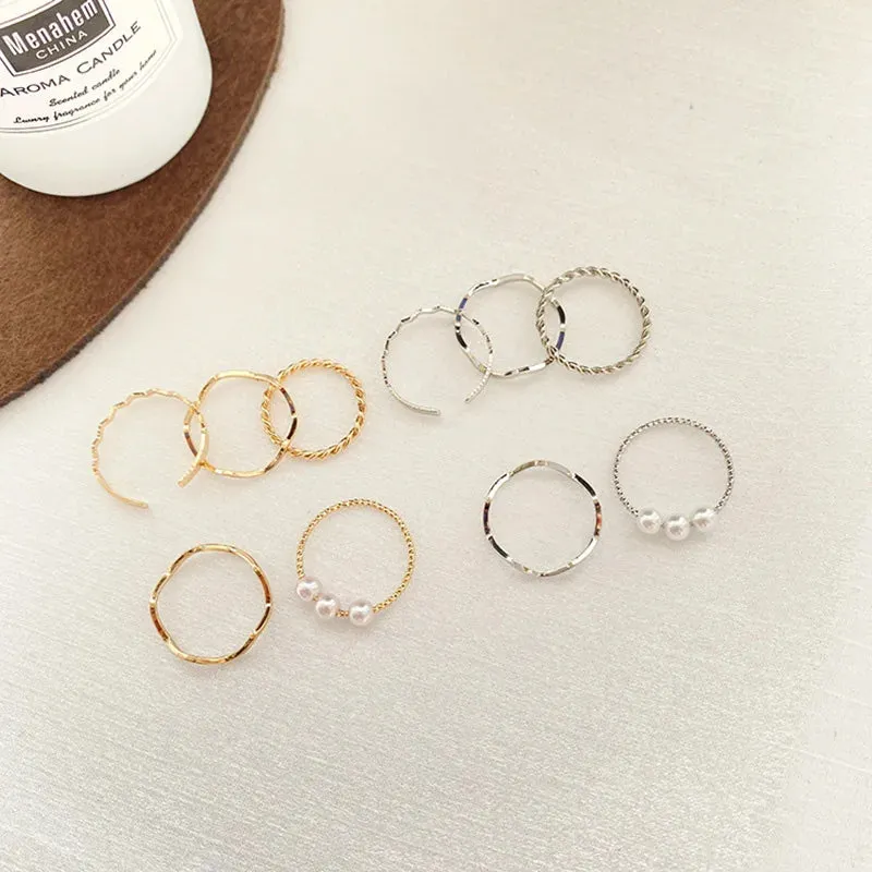 Simple Wave Pattern Ring Set for Women