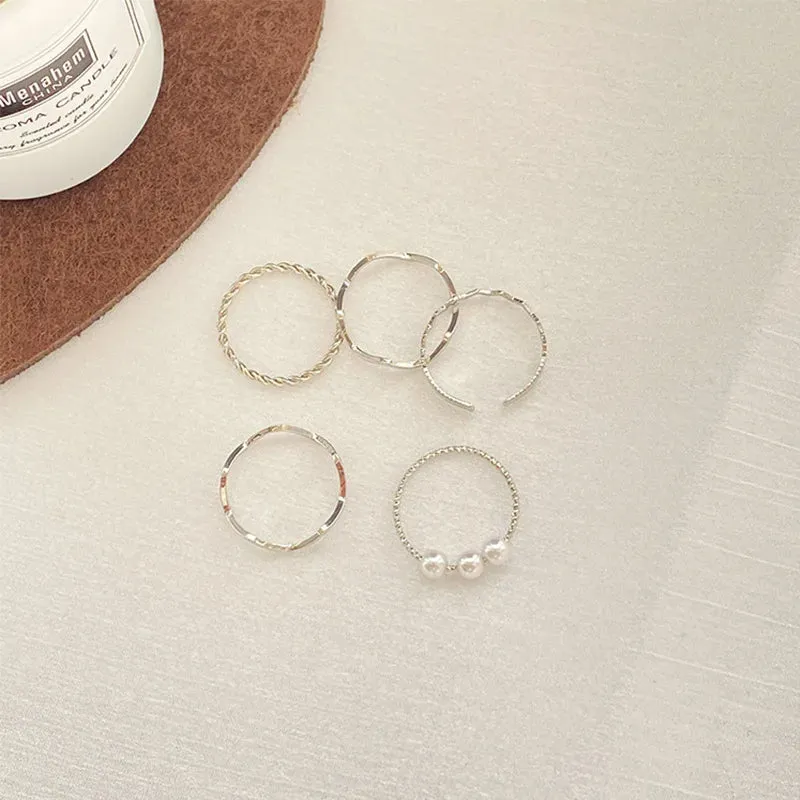 Simple Wave Pattern Ring Set for Women