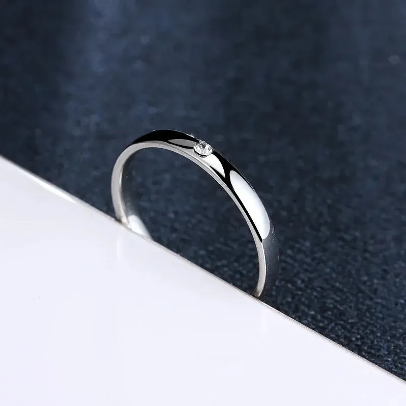 Simple Zircon Steel Rings