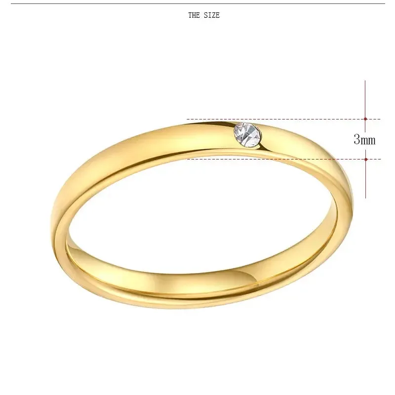 Simple Zircon Steel Rings