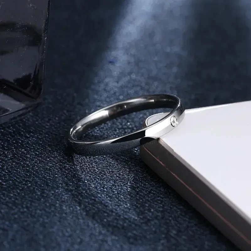 Simple Zircon Steel Rings