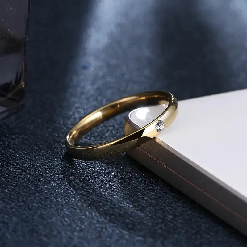 Simple Zircon Steel Rings