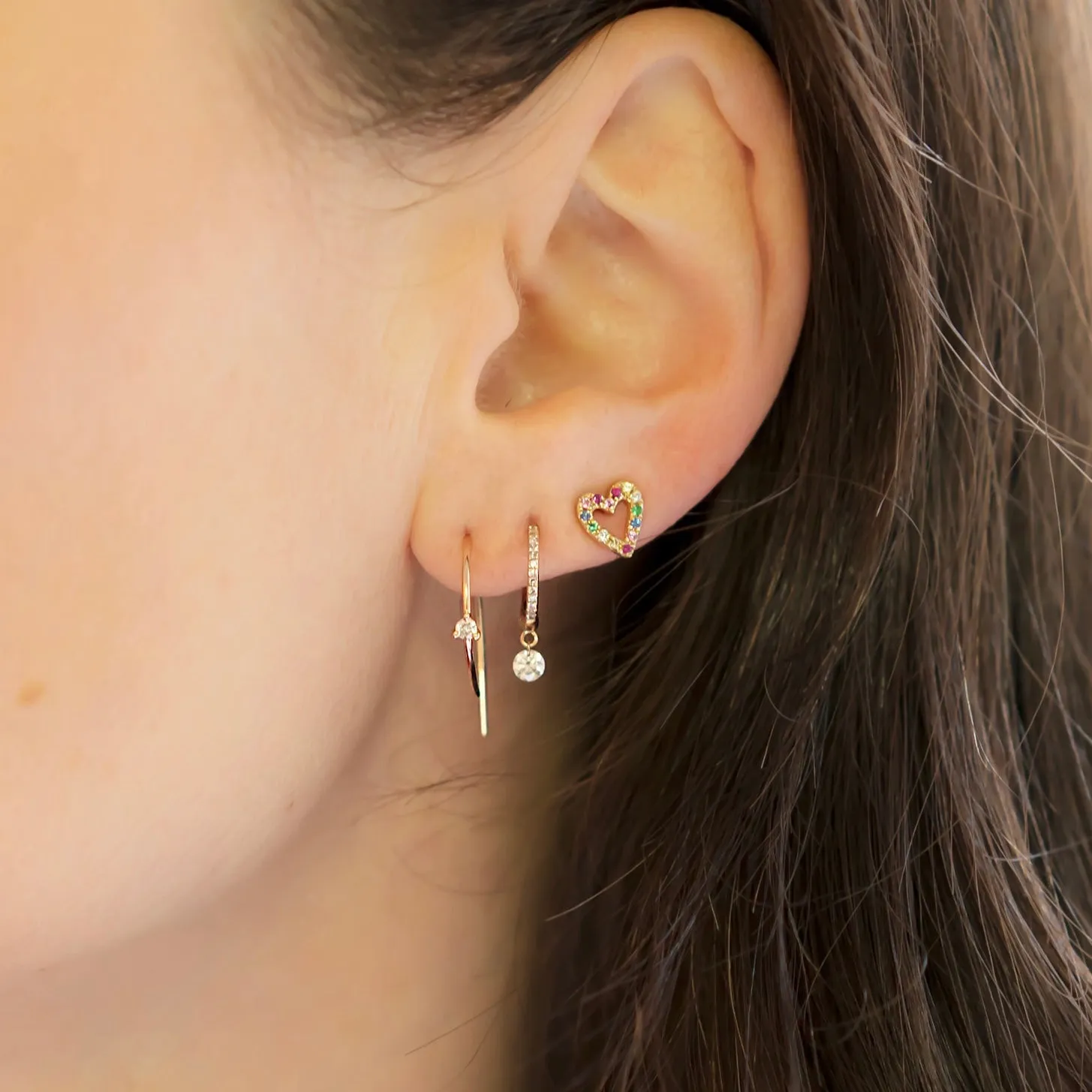 Single Diamond Modern Hook Earrings