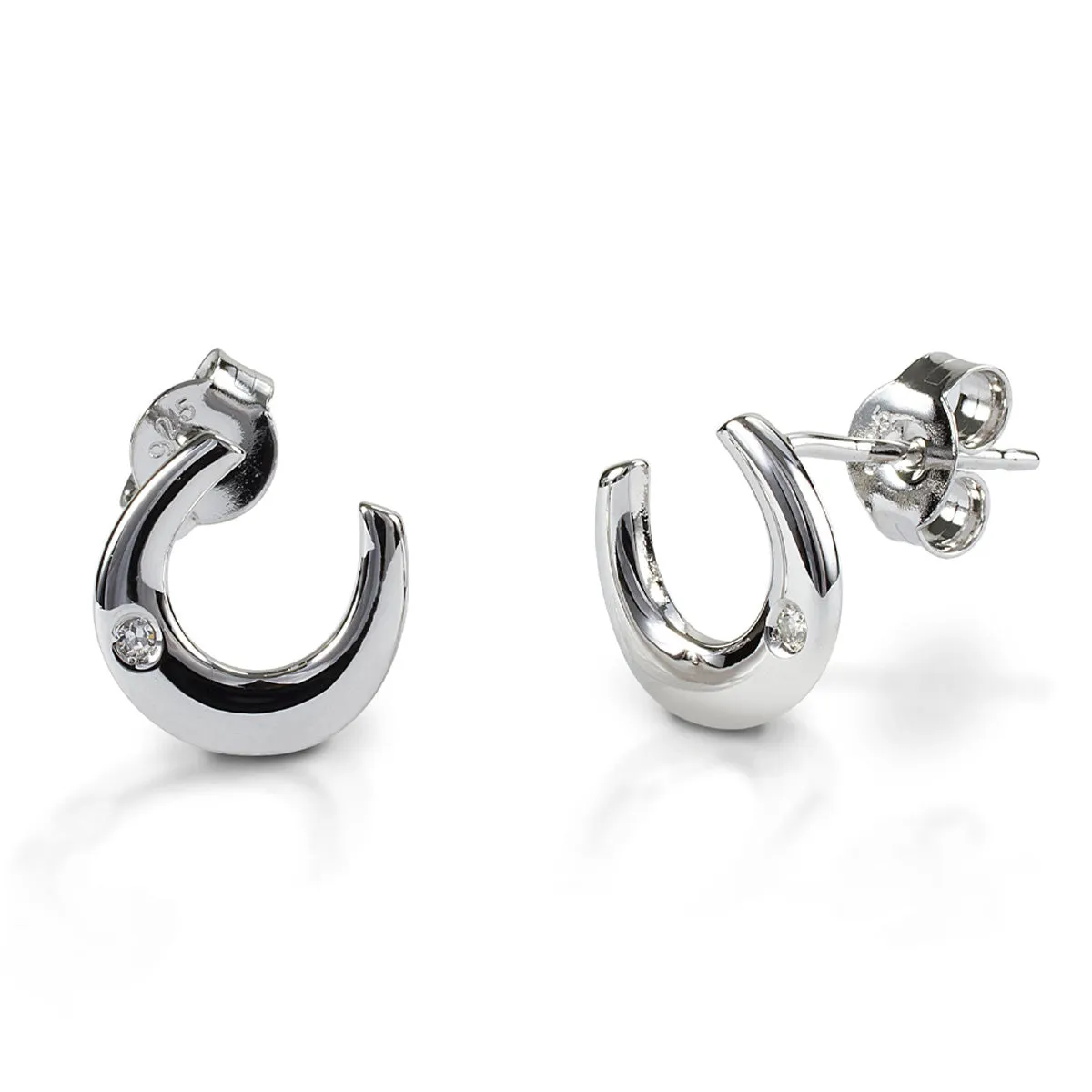 Single Stone Horseshoe Earrings