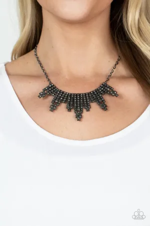 Skyscraping Sparkle - Black - Hematite Rhinestone Gunmetal Statement Paparazzi Short Necklace