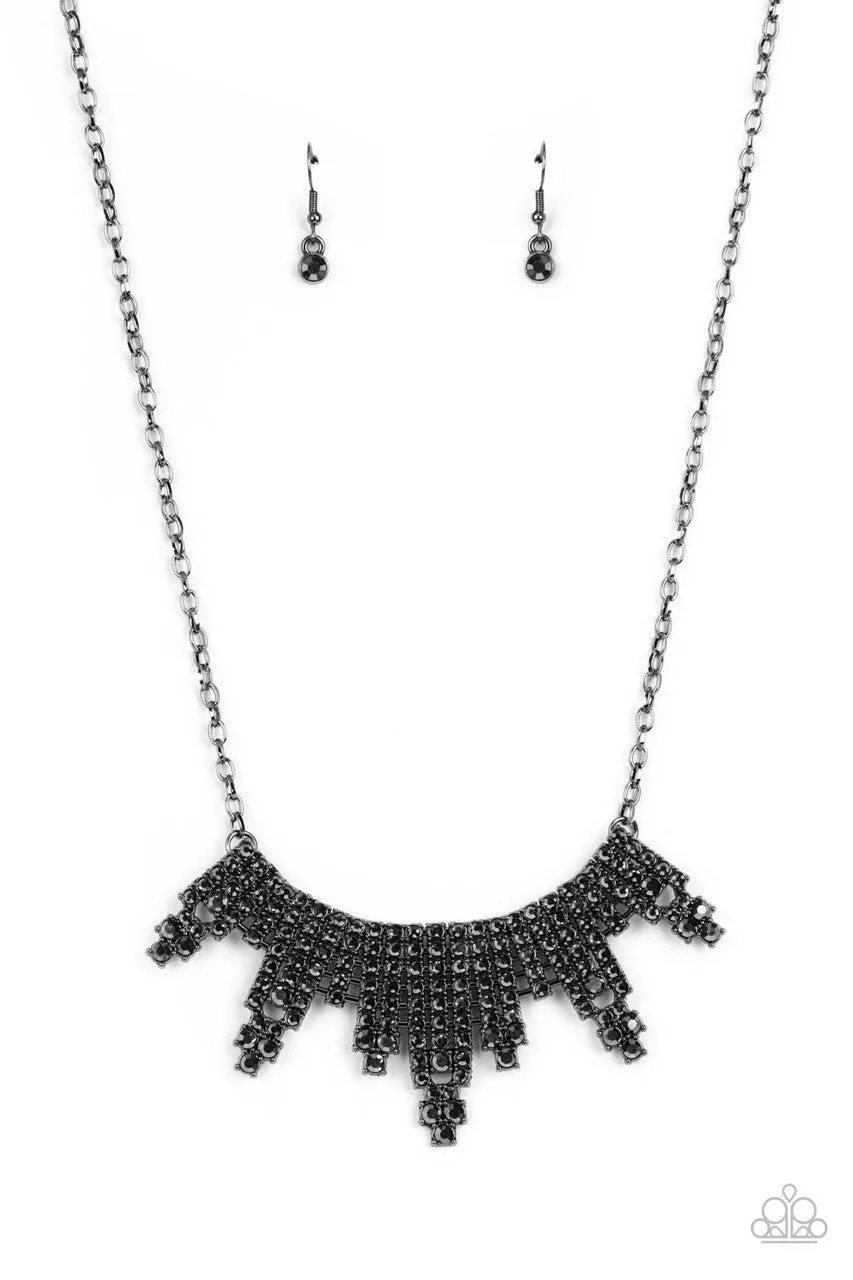 Skyscraping Sparkle - Black - Hematite Rhinestone Gunmetal Statement Paparazzi Short Necklace