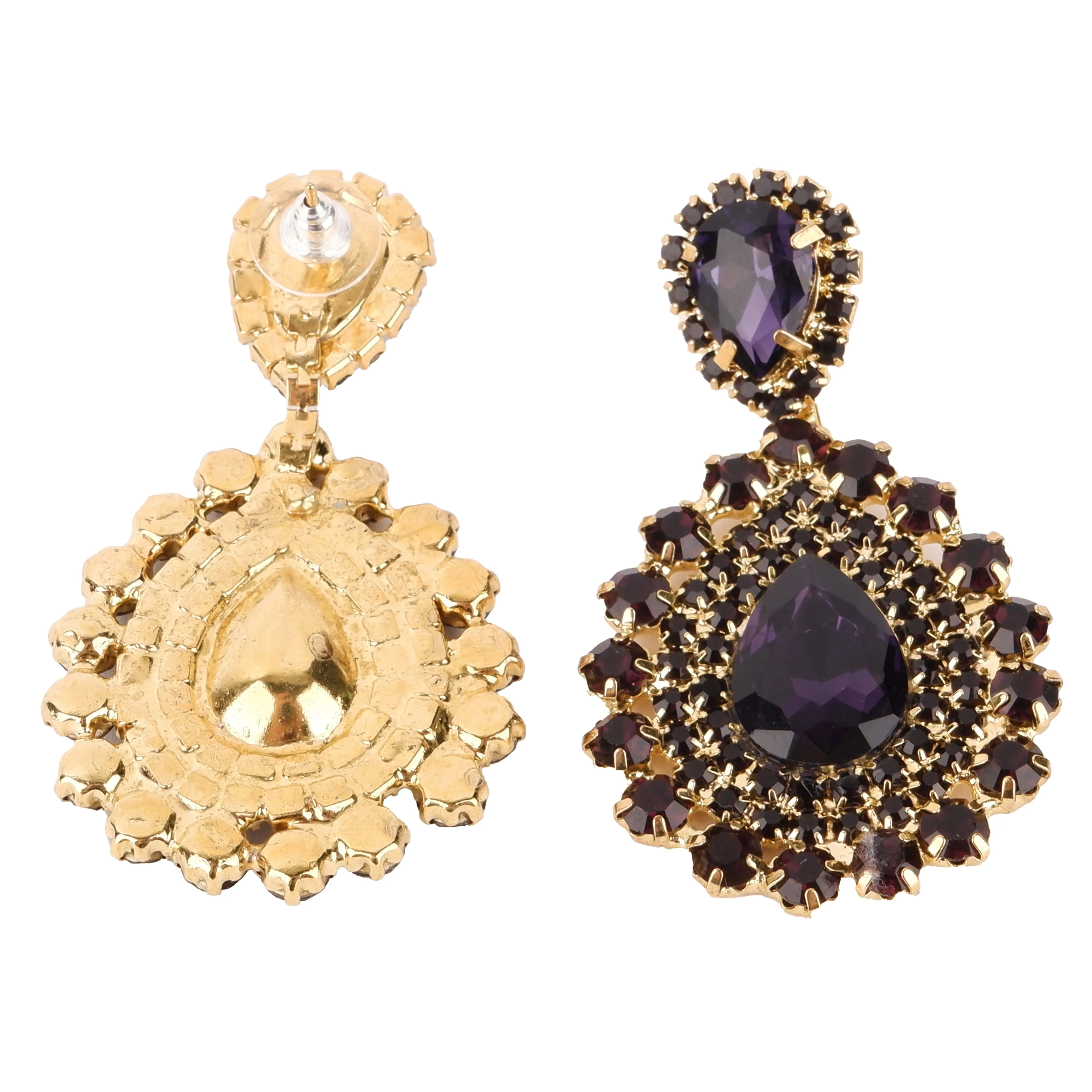 Sleek Glass Stone Crystal Earrings for Modern Brides