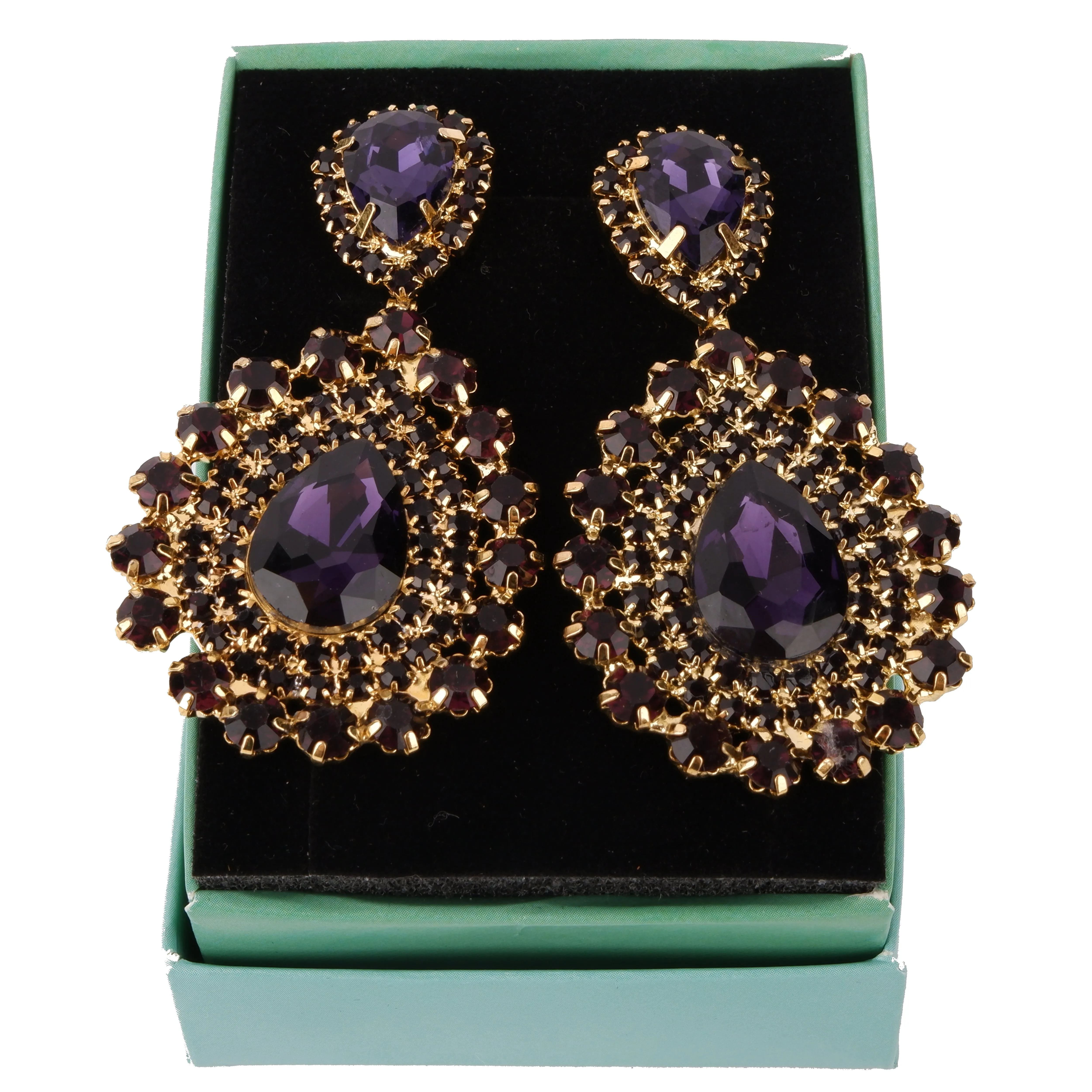 Sleek Glass Stone Crystal Earrings for Modern Brides