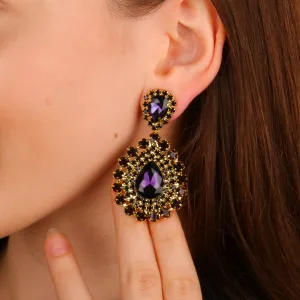 Sleek Glass Stone Crystal Earrings for Modern Brides