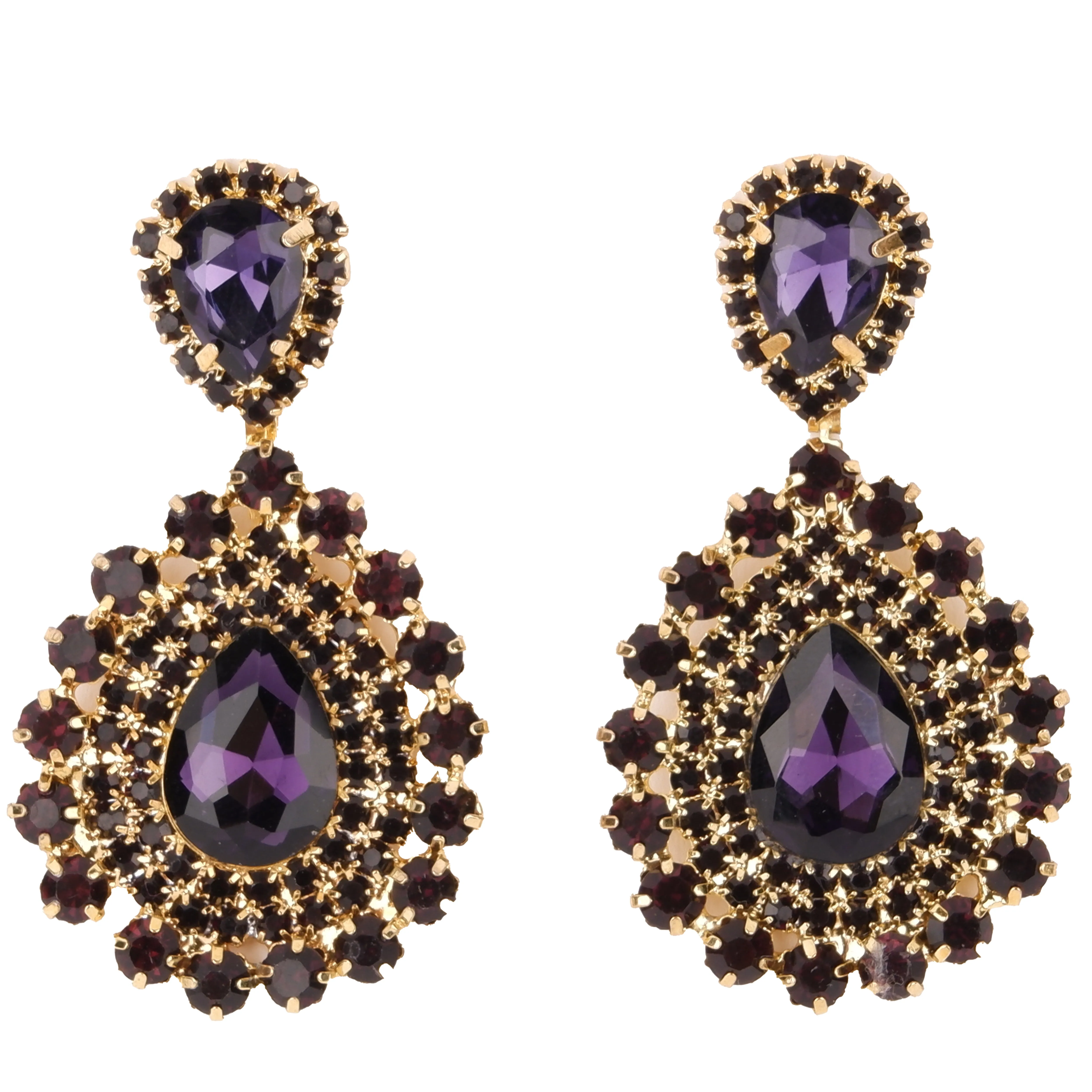 Sleek Glass Stone Crystal Earrings for Modern Brides