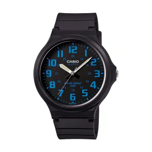 Slim Large Dial Blue Number Analogue Watch - Black
