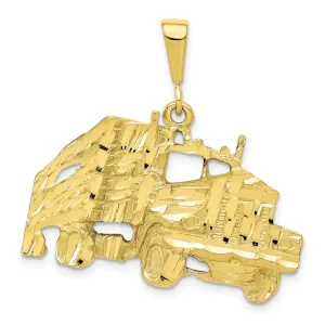 Solid 10k Yellow Gold Semi With Trailer Pendant