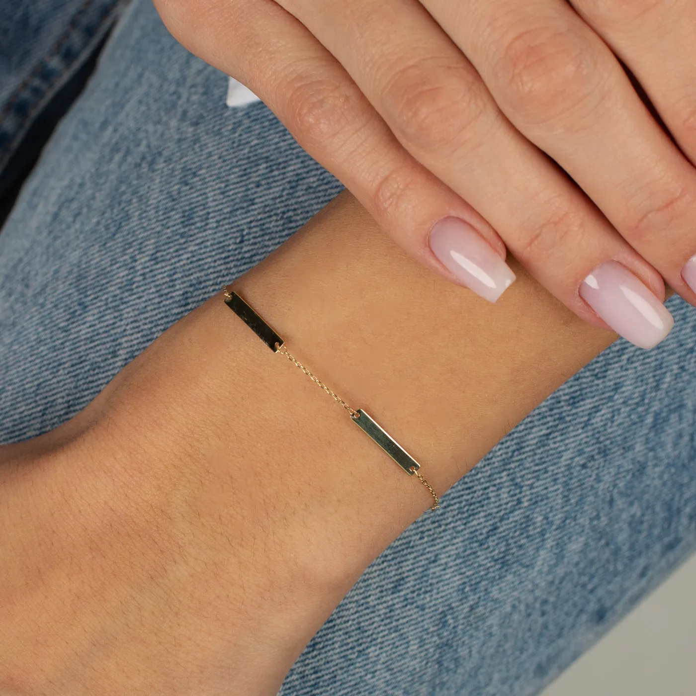 Solid Bar Chain Bracelet 14K