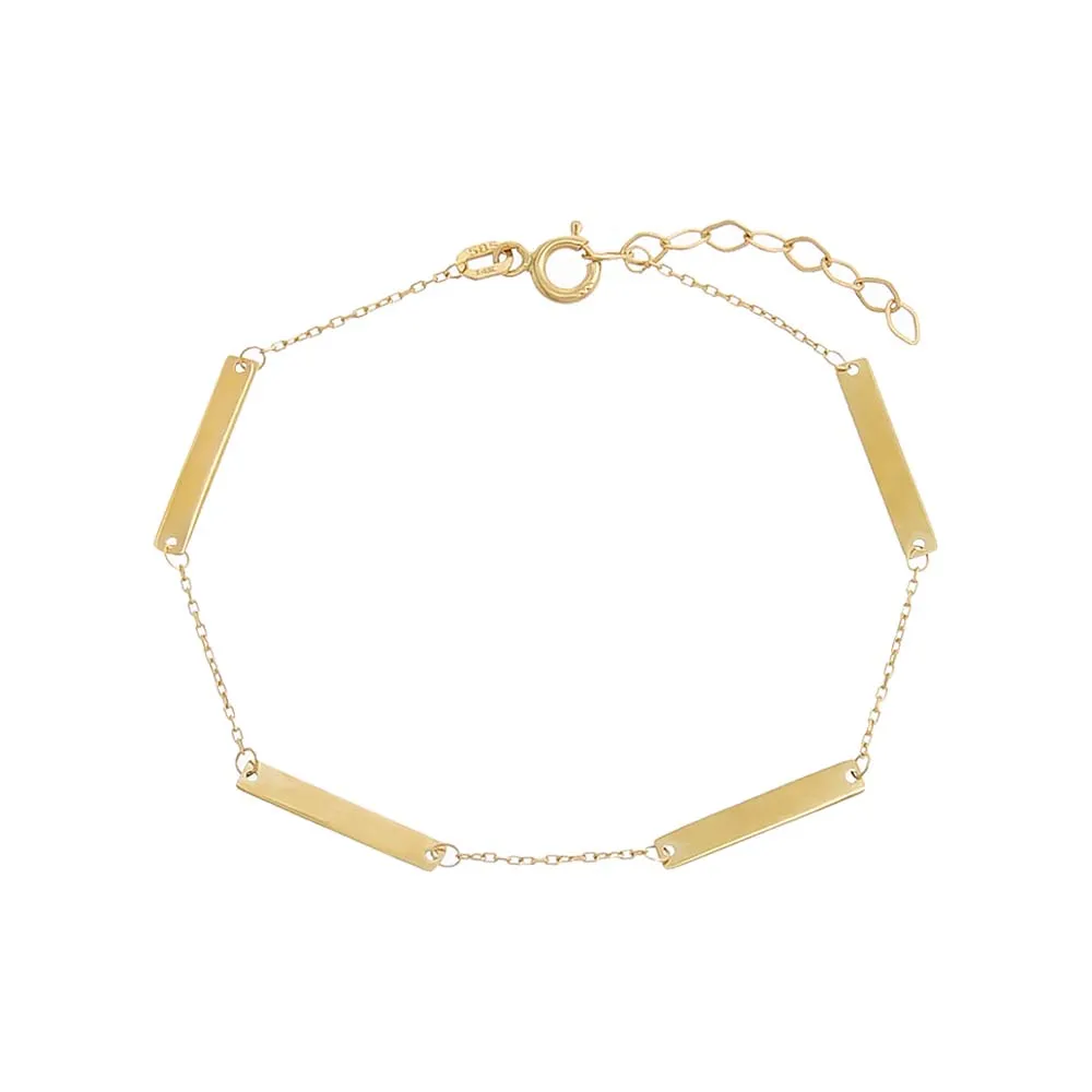 Solid Bar Chain Bracelet 14K