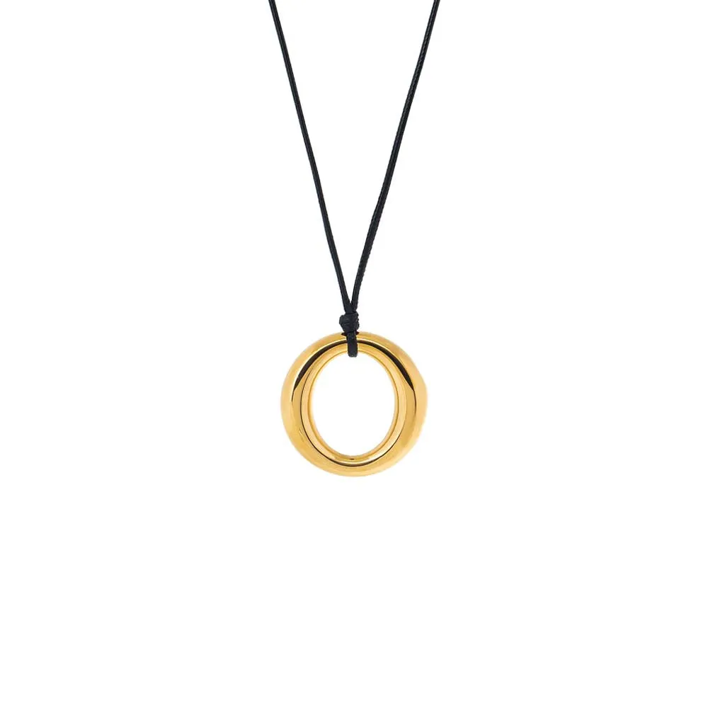 Solid Open Circle Rope Pendant Necklace