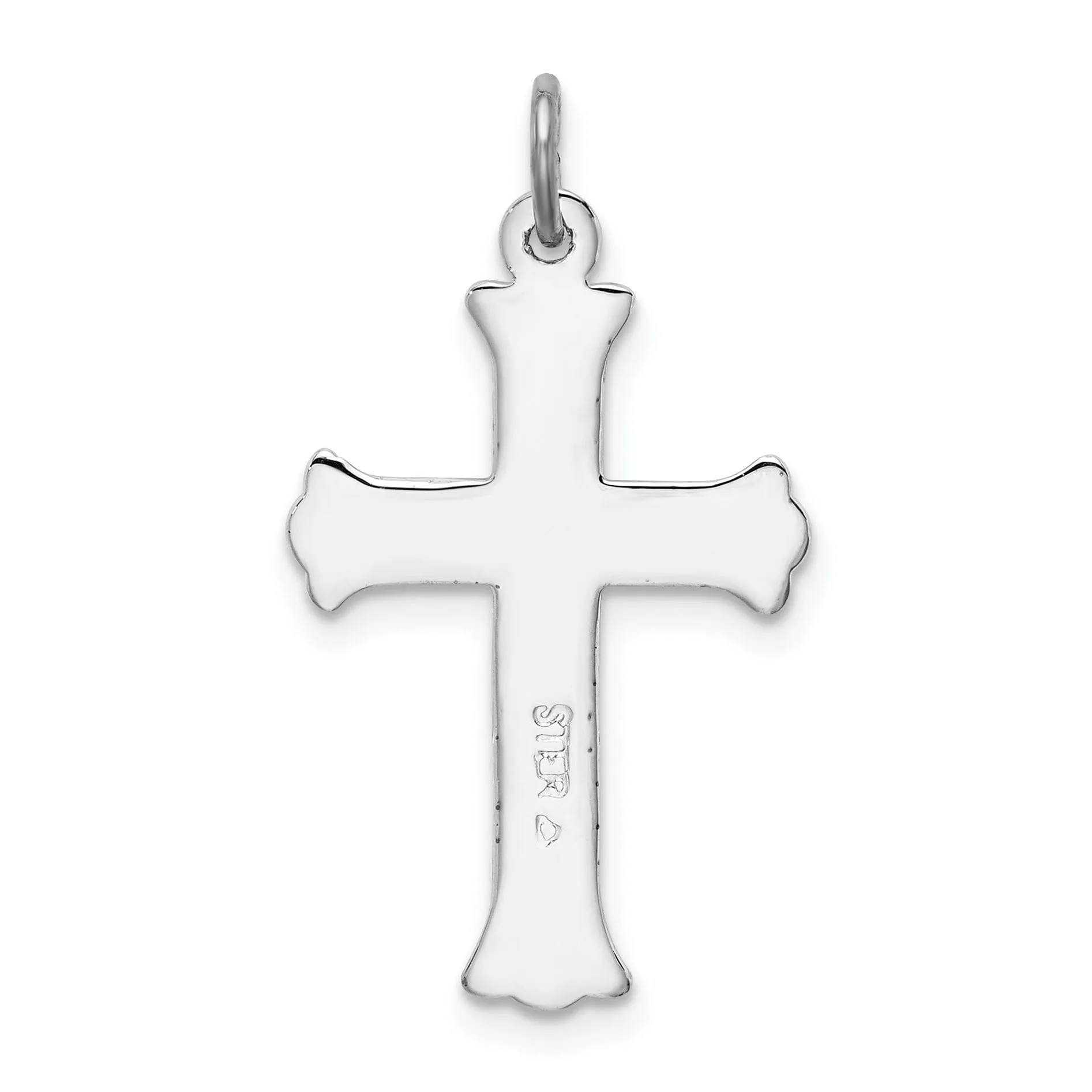 Solid Sterling Silver Enameled Cross Charm