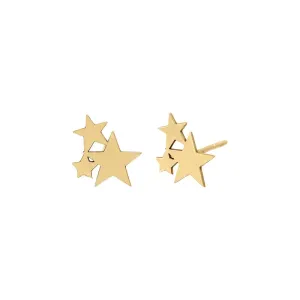 Solid Trio Star Stud Earring 14K