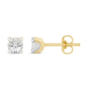 Solitaire Stud Earrings with 1/3ct of Laboratory Grown Diamonds in 9ct Yellow Gold