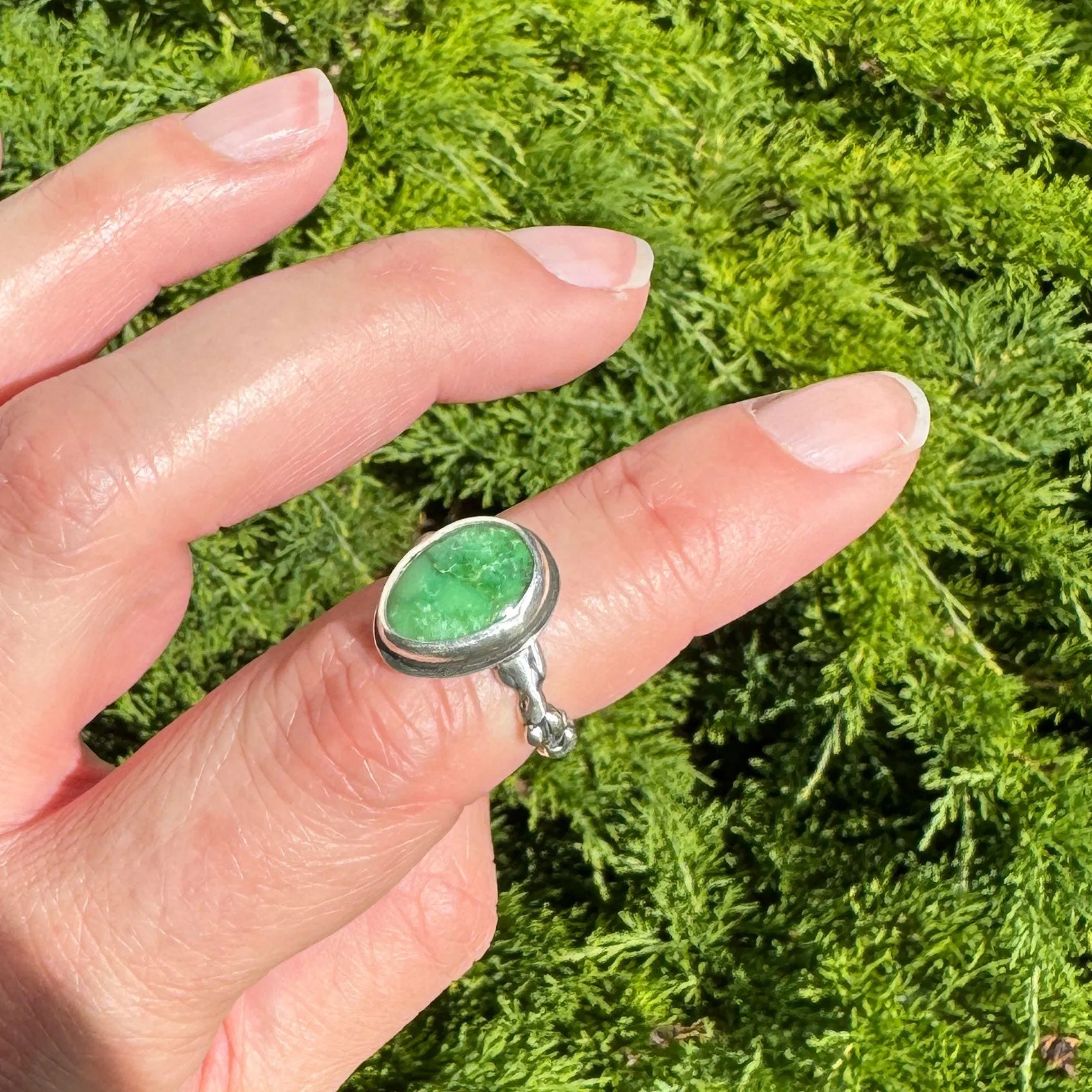 Sonoran Gold Turquoise Ring with Fae Ring Band in Sterling Silver - Size 6