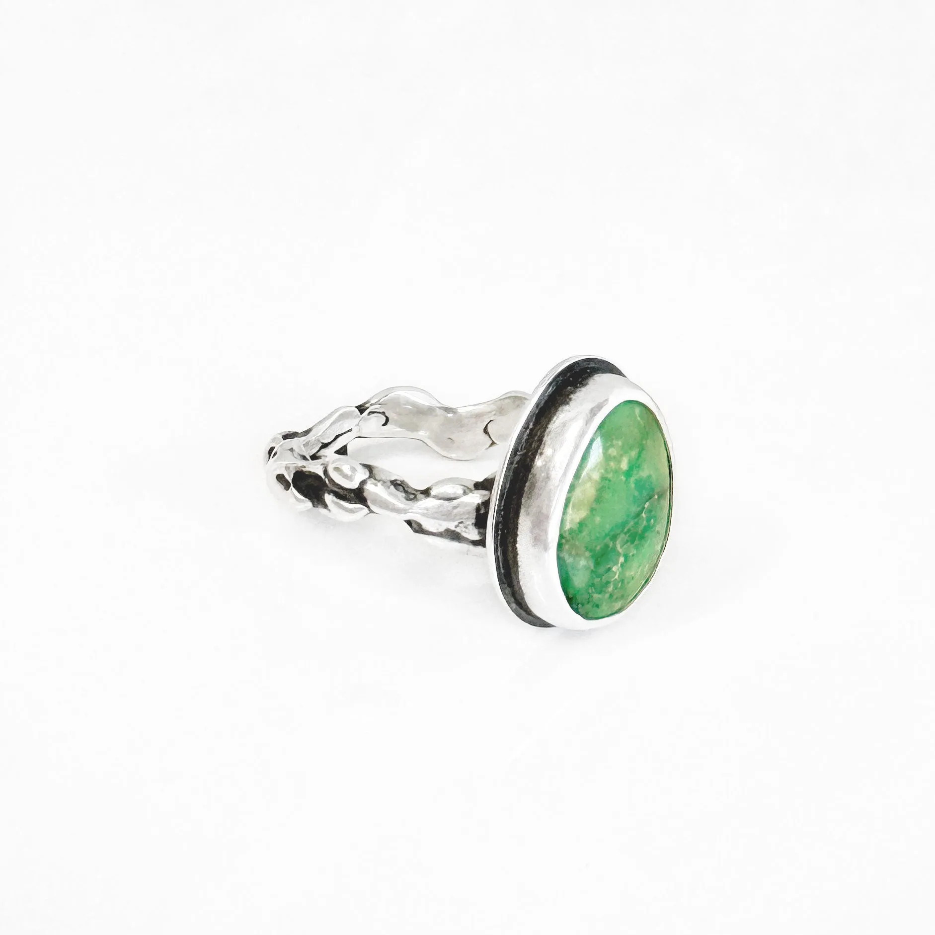 Sonoran Gold Turquoise Ring with Fae Ring Band in Sterling Silver - Size 6