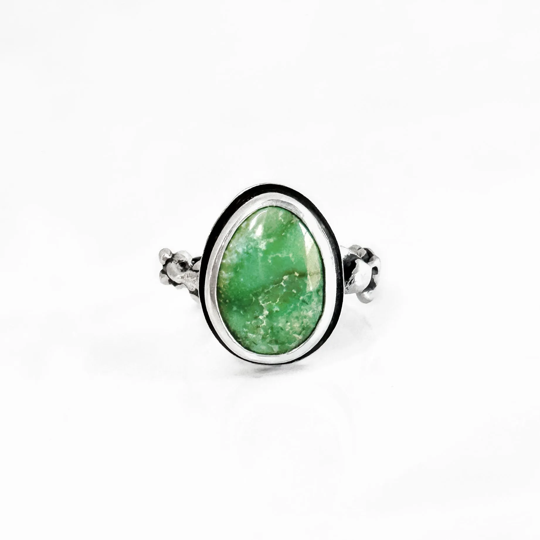 Sonoran Gold Turquoise Ring with Fae Ring Band in Sterling Silver - Size 6