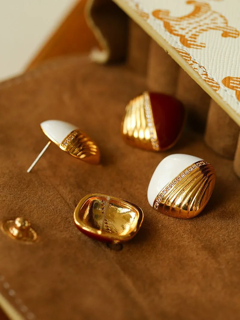 Square Enamel Stud Earrings
