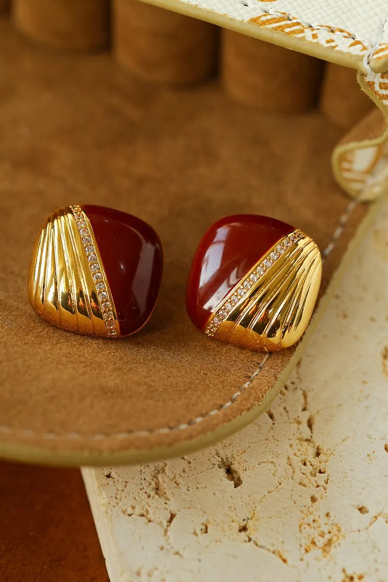 Square Enamel Stud Earrings