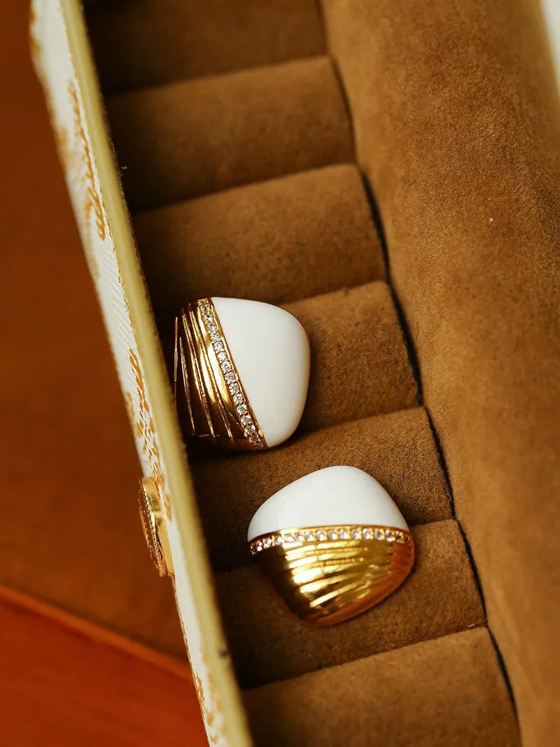Square Enamel Stud Earrings