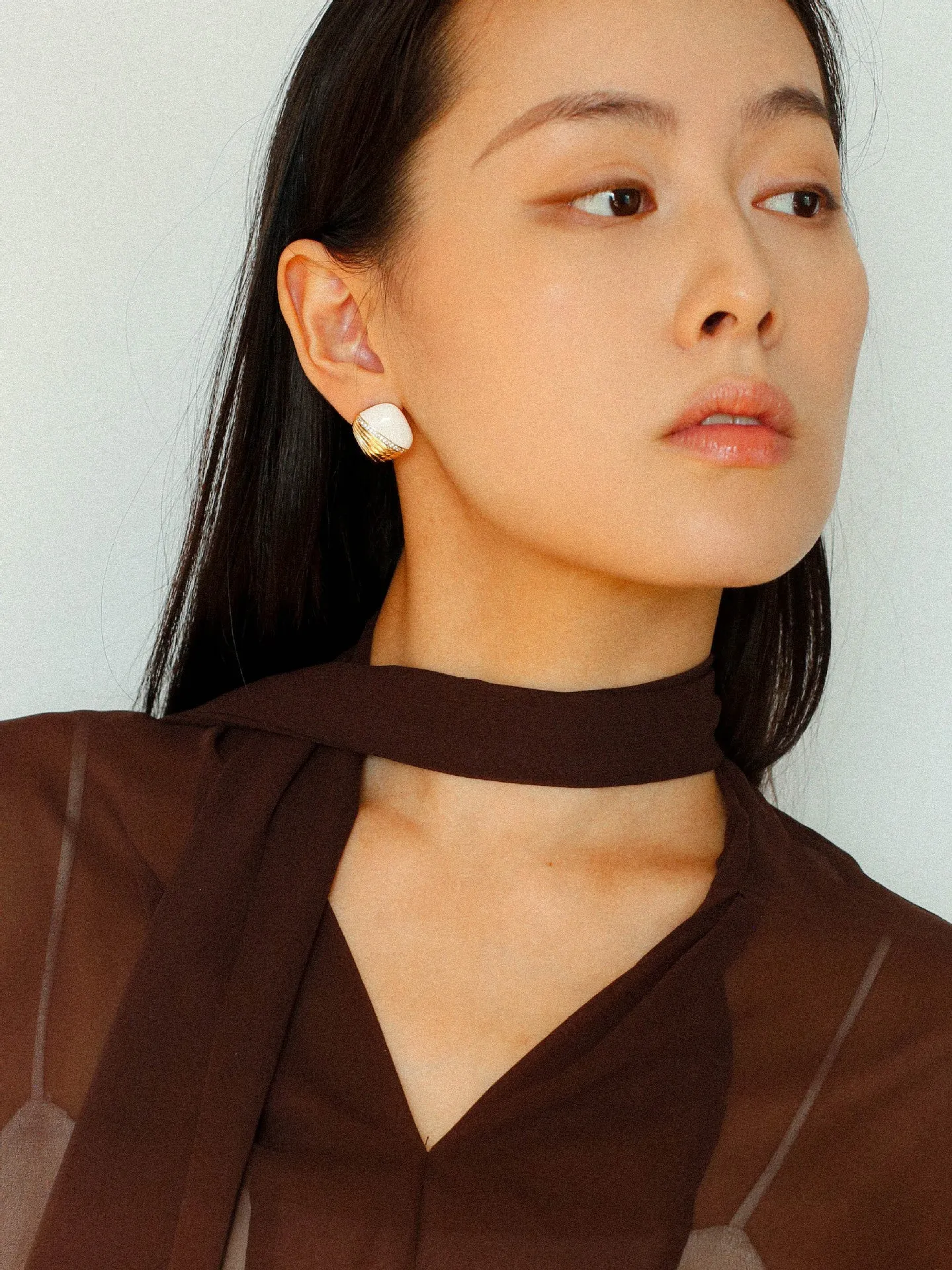 Square Enamel Stud Earrings