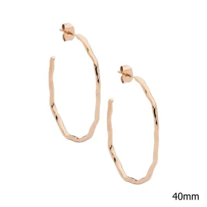 Stainless steel 40mm wave hoop earrings w/rose gold IP plating SE260R
