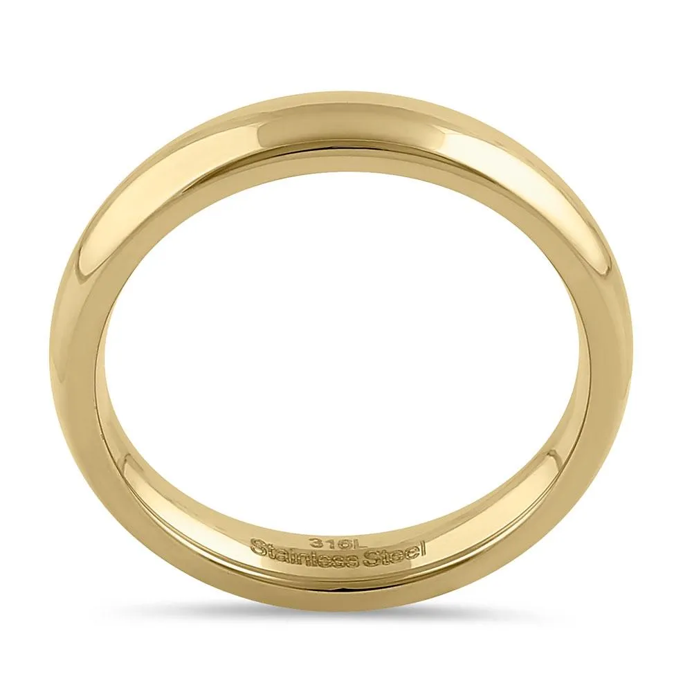 Stainless Steel 4mm Yellow Gold High Polish Band Ring