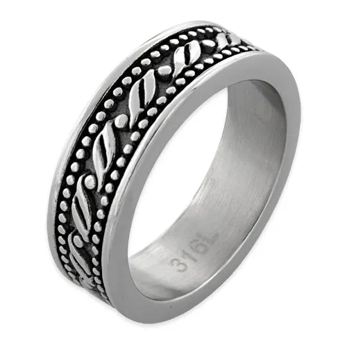 Stainless Steel Waive Pattern Band Ring