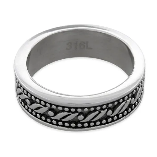 Stainless Steel Waive Pattern Band Ring
