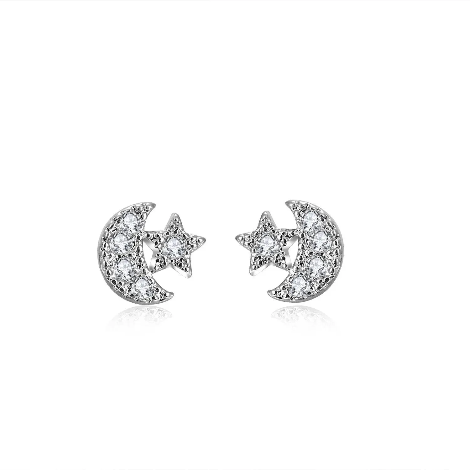Star Moon Asymmetric Stud Earrings for Women