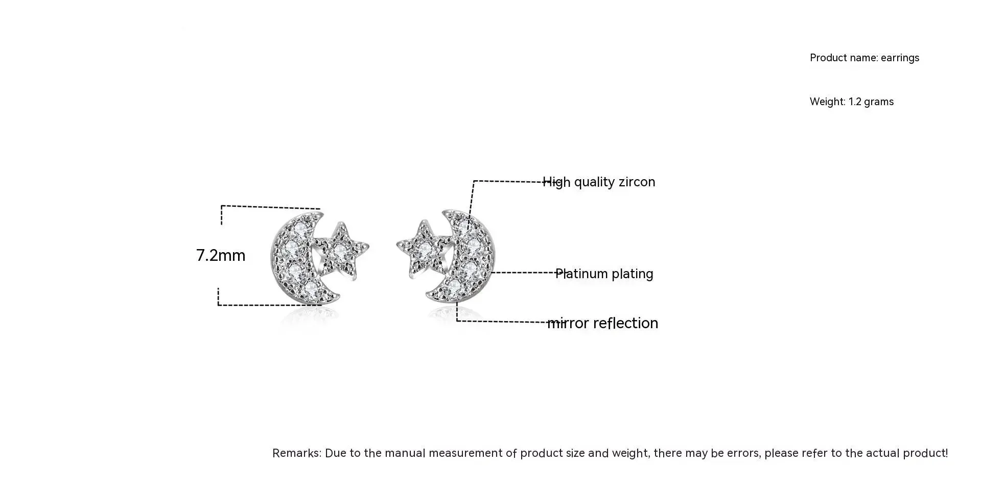 Star Moon Asymmetric Stud Earrings for Women