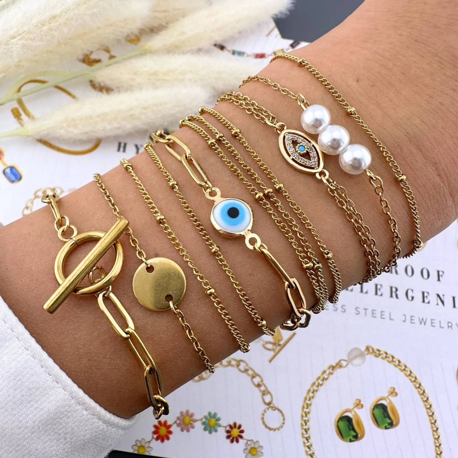 Starry Bar Drop Bracelet – 18K Gold