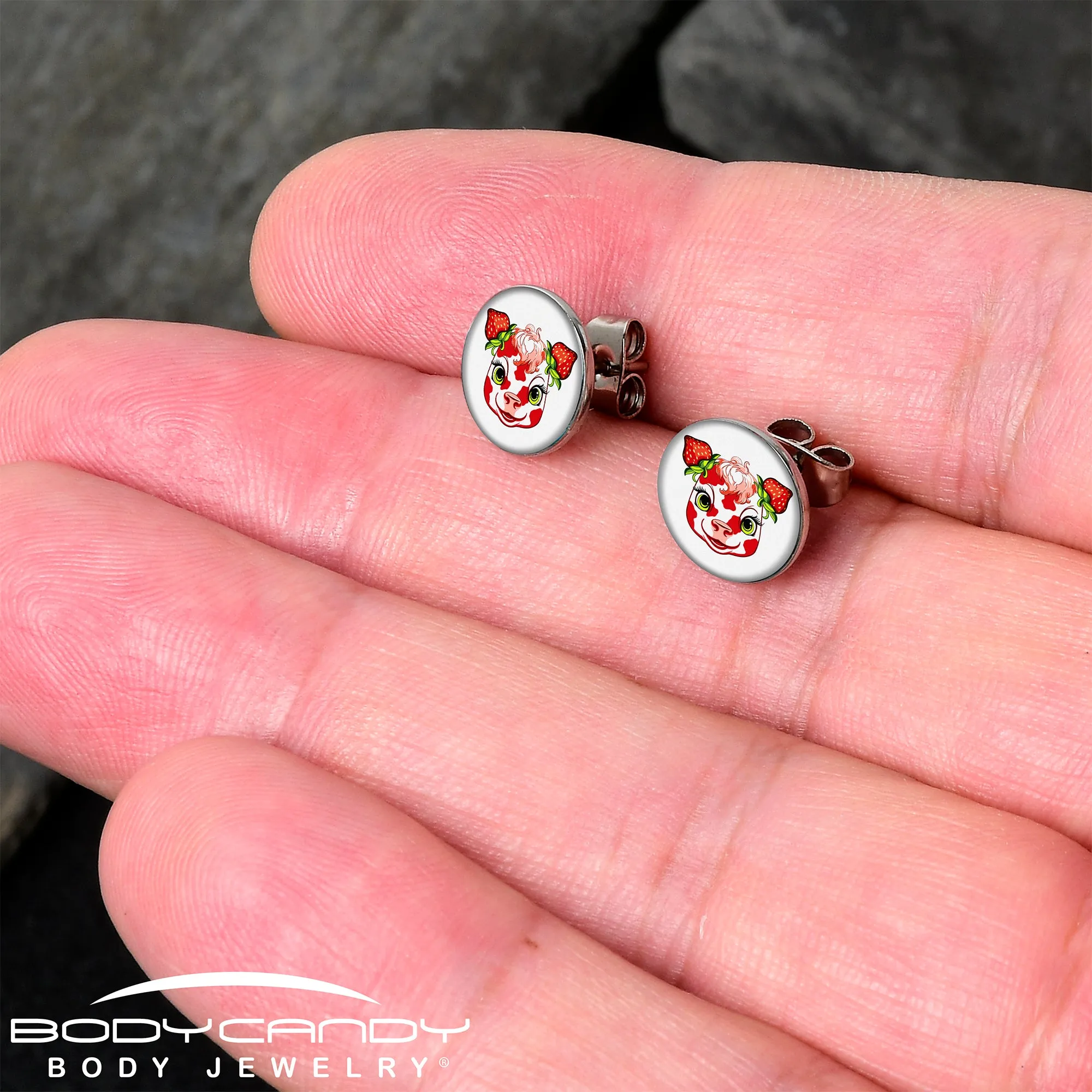 Stawberry Cow Stud Earrings