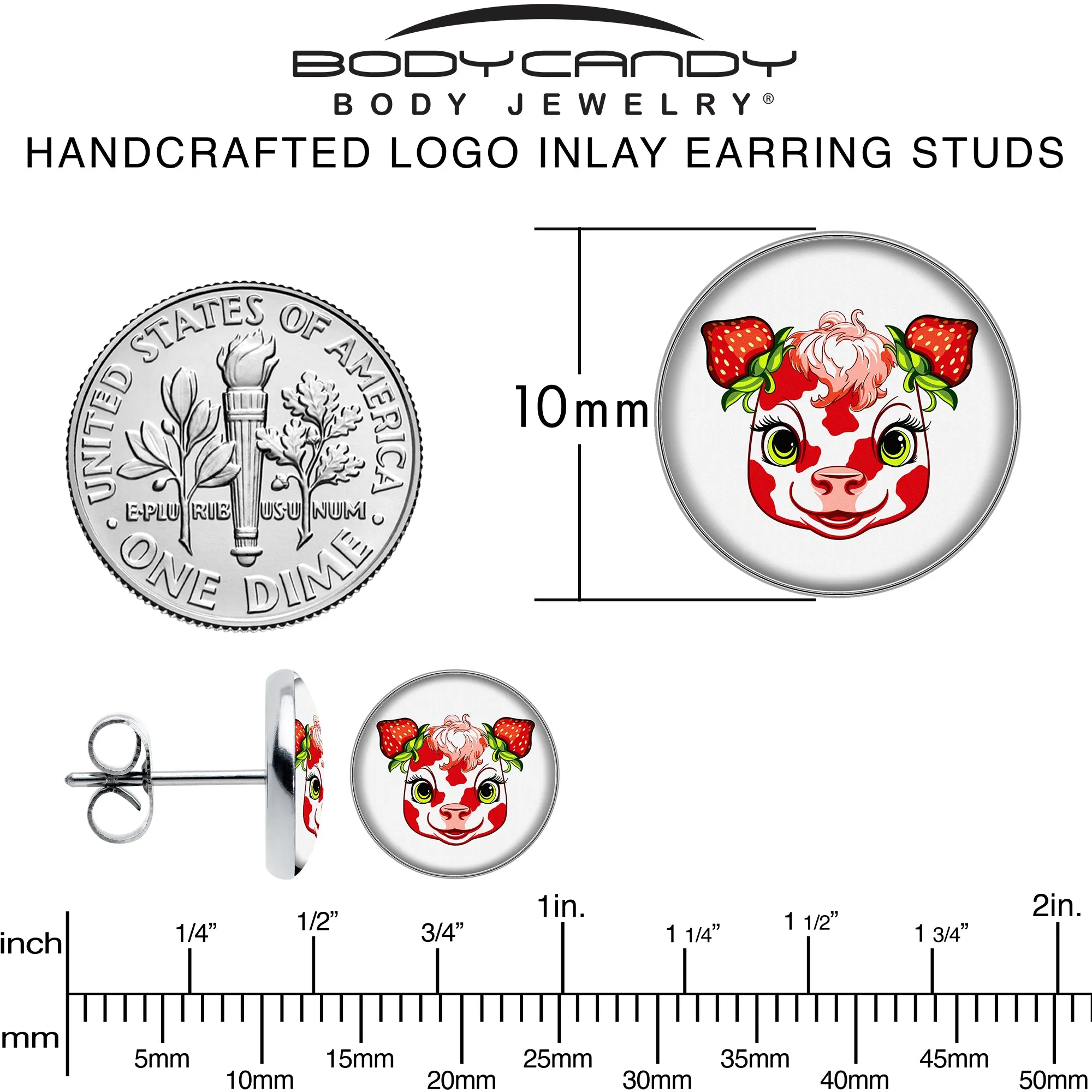 Stawberry Cow Stud Earrings