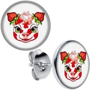 Stawberry Cow Stud Earrings