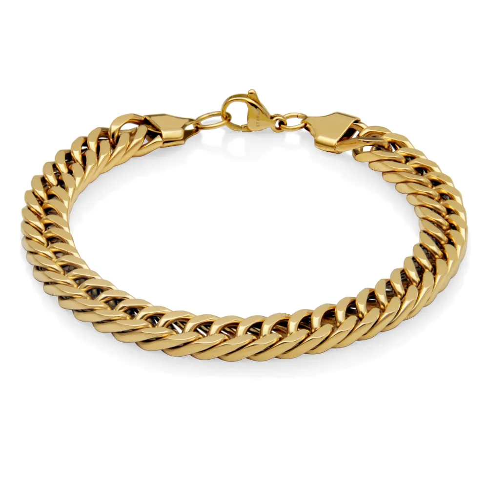 Steelx Stainless Steel Gold Tone (8.5mm) Curb Bracelet