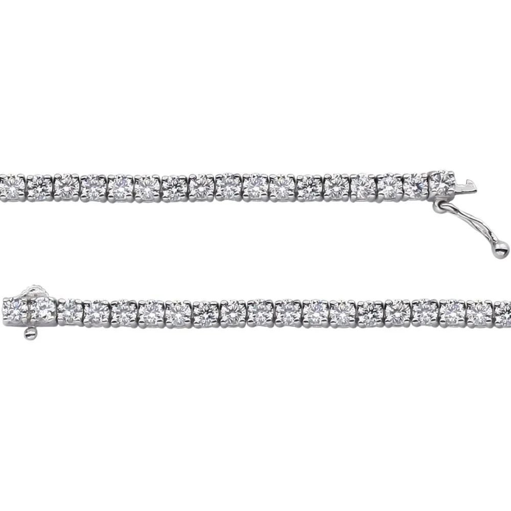 Sterling Silver 3mm Round Cubic Zirconia Bracelet