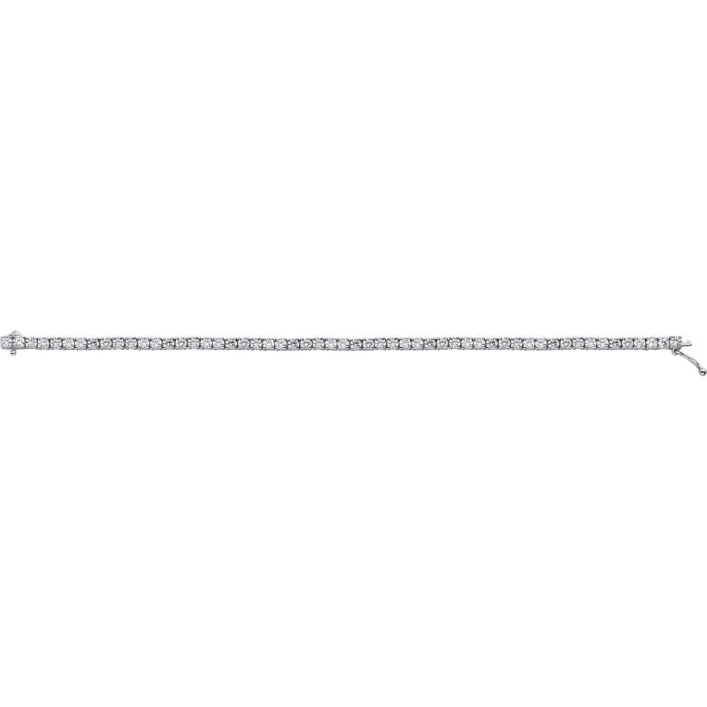 Sterling Silver 3mm Round Cubic Zirconia Bracelet