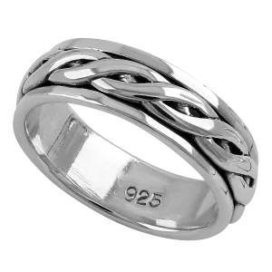 Sterling Silver 6MM Knot Spinner Ring