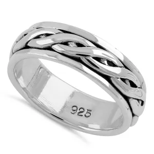Sterling Silver 6MM Knot Spinner Ring