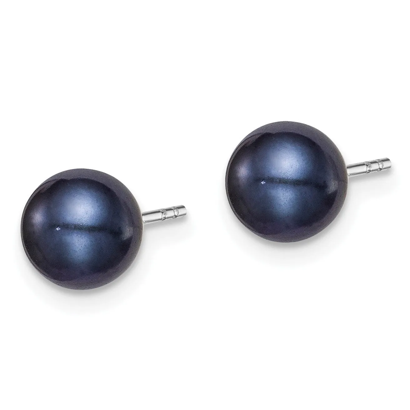Sterling Silver 6X7MM Pearl Stud Earrings