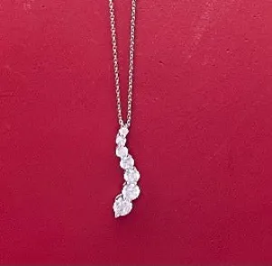 Sterling Silver 7 Round CZ Pendant Necklace