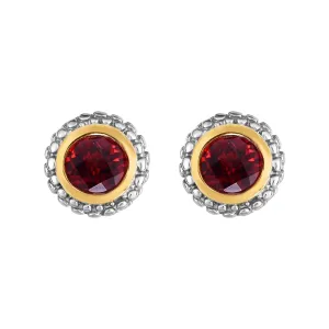 Sterling Silver & 18K Gold Popcorn Garnet Stud Earrings