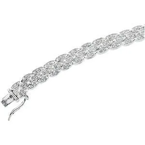 Sterling Silver Cubic Zirconia Line Bracelet