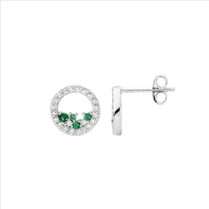 Sterling Silver Cubic Zirconia Open Circle Stud Earrings