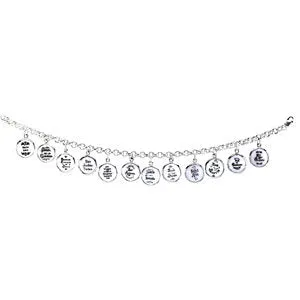 Sterling Silver Enameled Saints Medal 7.5" Bracelet